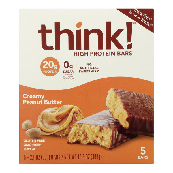 Think Thin's Creamy Peanut Butter High Protein Bars  - Case of 6 - 5/2.1 Ounce