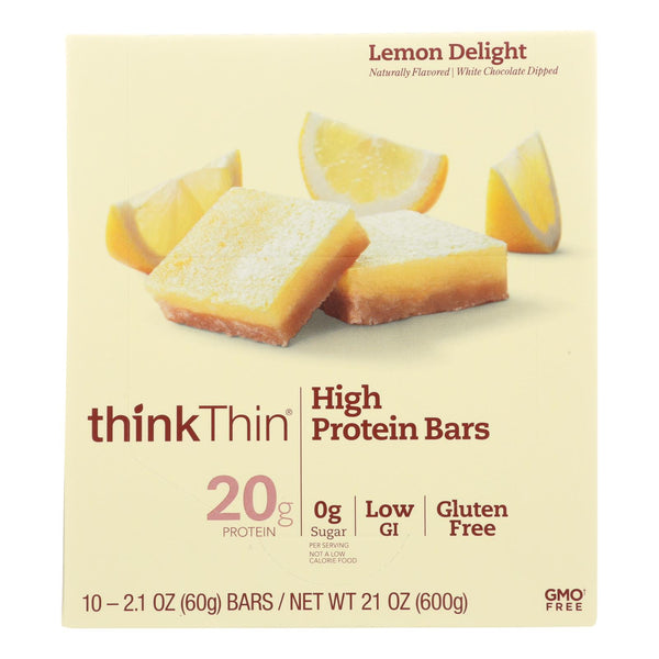 Think! Thin Lemon Delight High Protein Bars - Case of 10 - 2.1 Ounce