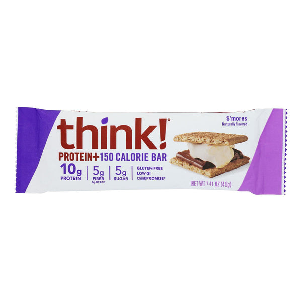 Think! Thin Protein and Fiber Bar - S'Mores - Case of 10 - 1.41 Ounce