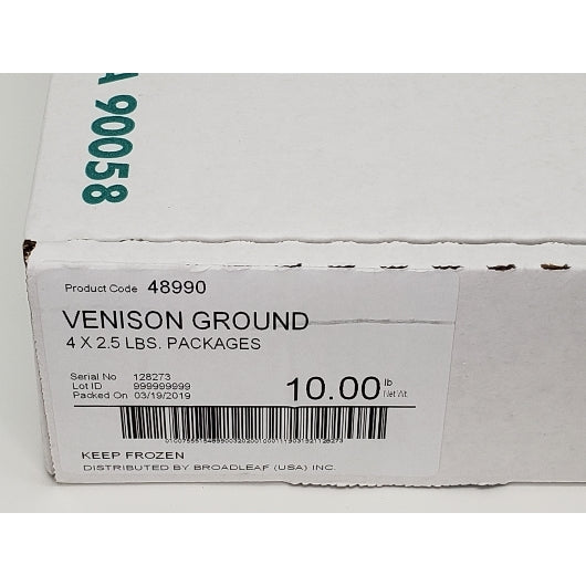 Venison Bulk Ground 2.5 Pound Each - 4 Per Case.