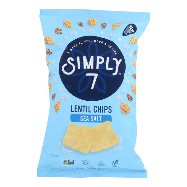 Simply 7 Lentil Chips - Sea Salt - Case of 12 - 4 Ounce.