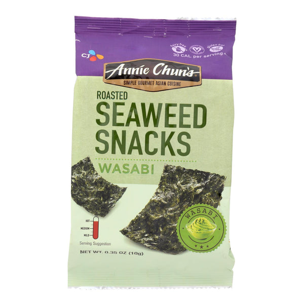 Annie Chun's Seaweed Snacks Roasted Wasabi - Case of 12 - 0.35 Ounce.