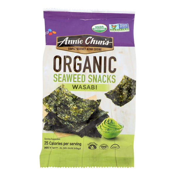 Annie Chun's Organic Seaweed Snacks Wasabi - Case of 12 - 0.35 Ounce.