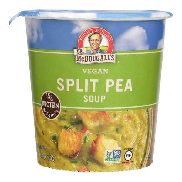 Dr. McDougall's Vegan Split Pea and Barley Soup Big Cup - Case of 6 - 2.5 Ounce.