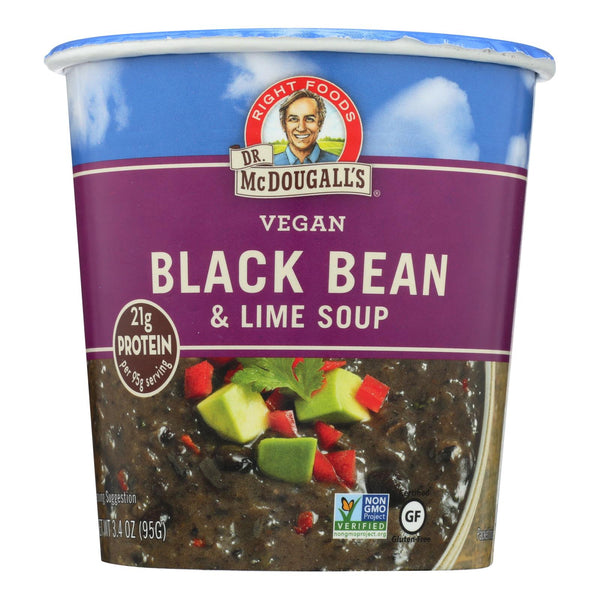 Dr. McDougall's Vegan Black Bean and Lime Soup Big Cup - Case of 6 - 3.4 Ounce.