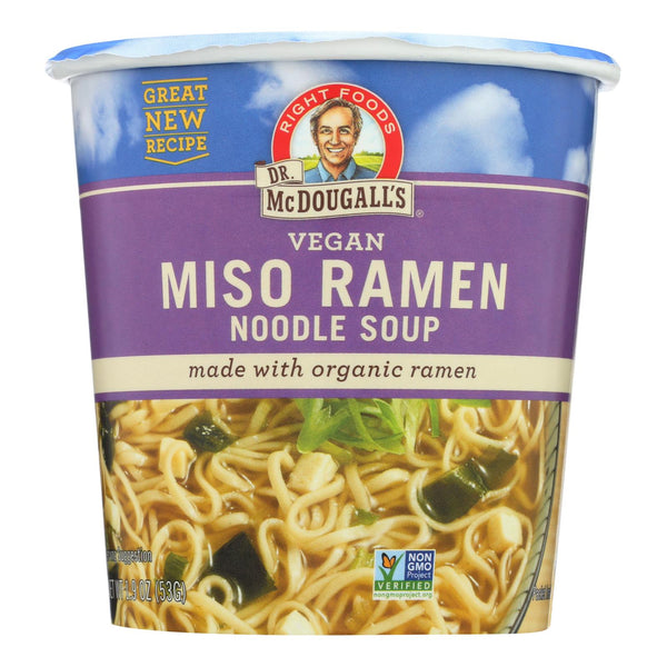 Dr. McDougall's Vegan Miso Ramen Soup Big Cup with Noodles - Case of 6 - 1.9 Ounce.