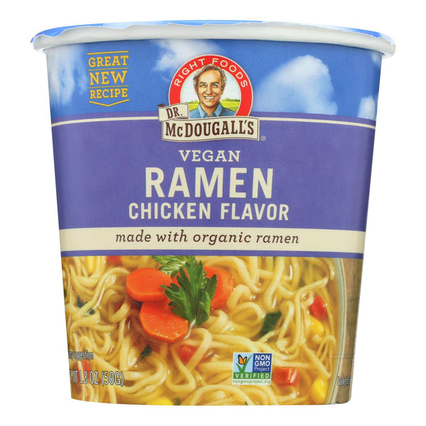Dr. McDougall's Vegan Ramen Soup Big Cup with Noodles - Chicken - Case of 6 - 1.8 Ounce.