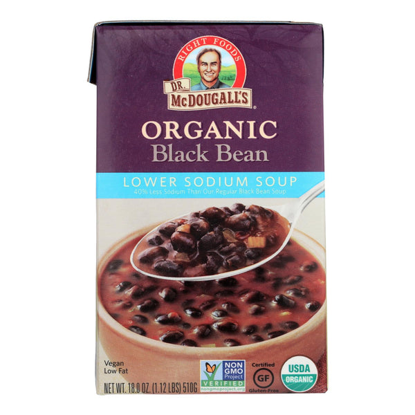 Dr. McDougall's Organic Black Bean Lower Sodium Soup - Case of 6 - 18 Ounce.