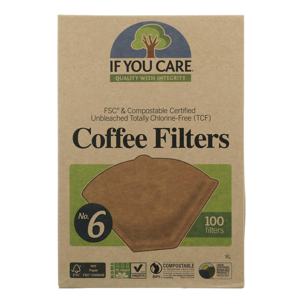 If You Care Coffee Filters lbs.6 Cone Unbleached - Case of 12 - 100 Count