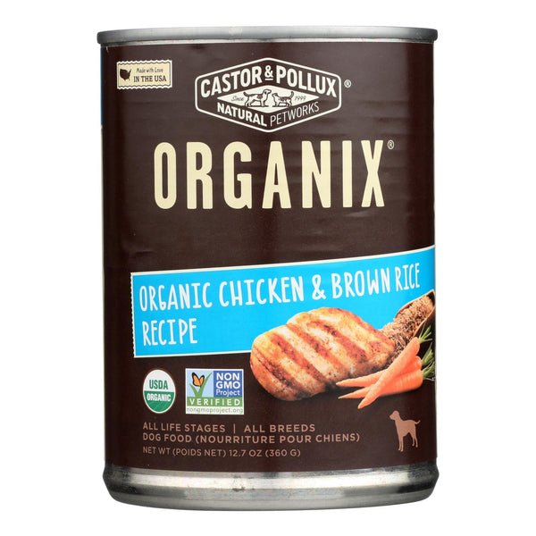 Castor and Pollux Organic Dog Food - Chicken and Brown Rice - Case of 12 - 12.7 Ounce.