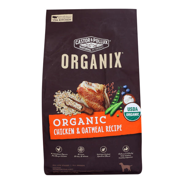 Castor and Pollux - Organix Dry Dog Food - Chicken and Oatmeal Recipe - Case of 5 - 4 lb.