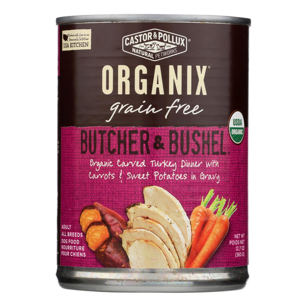 Castor and Pollux Organic Grain Free Dog Food - Turkey Dinner with Fresh Carrots and Sweet Potatoes - Case of 12 - 12.7 Ounce.