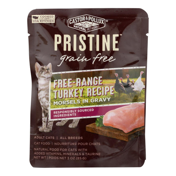 Castor & Pollux Wet Cat Food Pristine Grain-Free Free-Range Turkey Recipe  - Case of 24 - 3 Ounce