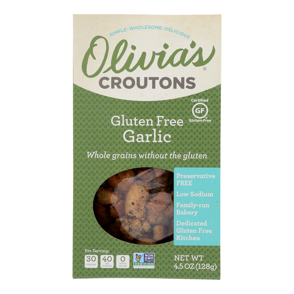 Olivia's - Croutons Garlic Gluten Free - Case of 6 - 4.5 Ounce