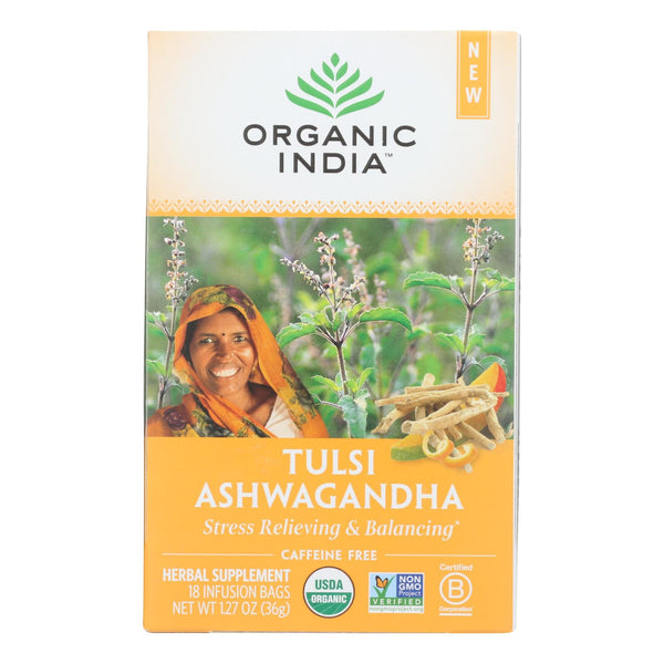 Organic India - Tulsi Ashwagandha - Case of 6 - 18 Count