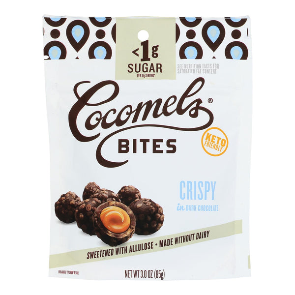 Cocomels - Bites Dark Chocolate Crispy Keto - Case of 6-3.00 Ounce