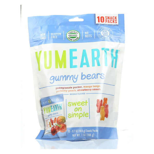 Yummy Earth Organics Gummy Bears - Organic - Snack Pack - .7 Ounce - 10 Count - Case of 12