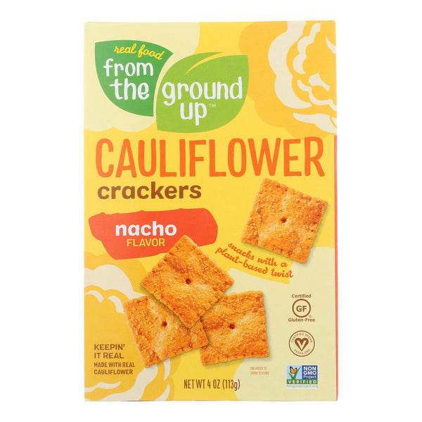 From The Ground Up - Cauliflower Crackers - Nacho - Case of 6 - 4 Ounce.