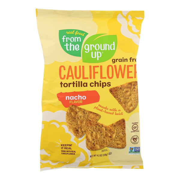 From The Ground Up - Tort Chips Clflwr Nacho - Case of 12 - 4.5 Ounce