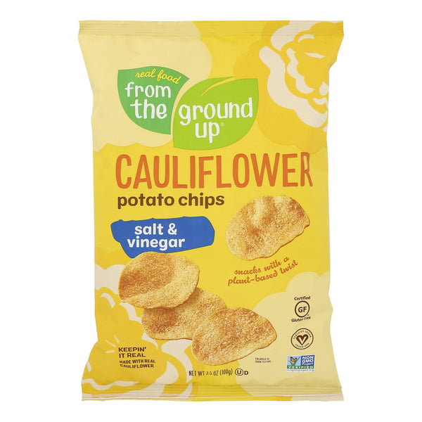 From the Ground Up Salt & Vinegar Cauliflower Chips - Case of 12 - 3.5 Ounce