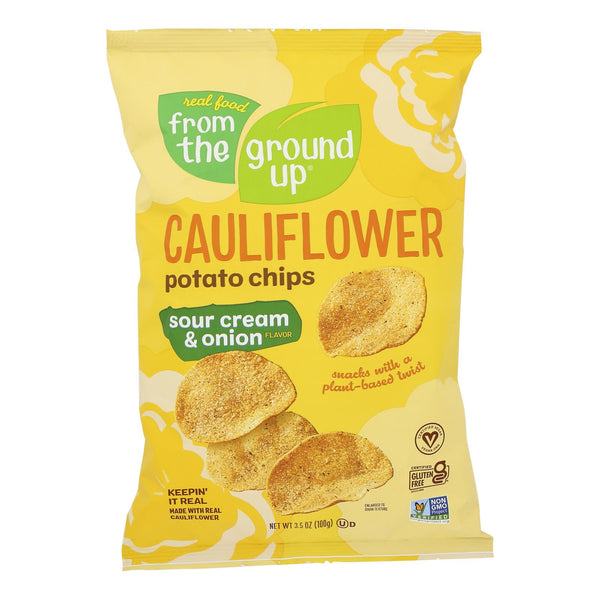 From the Ground Up Sour Cream & Onion Cauliflower Chips - Case of 12 - 3.5 Ounce