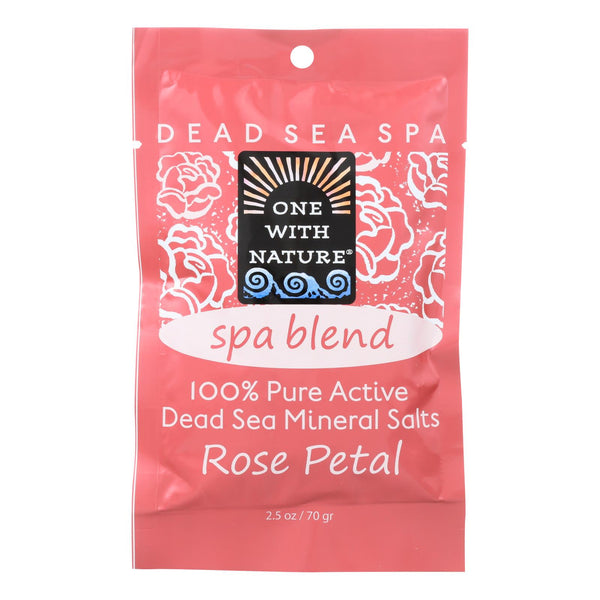 One With Nature Spa Blend Rose Petal Dead Sea Mineral Bath - Salt - Case of 6 - 2.5 Ounce.