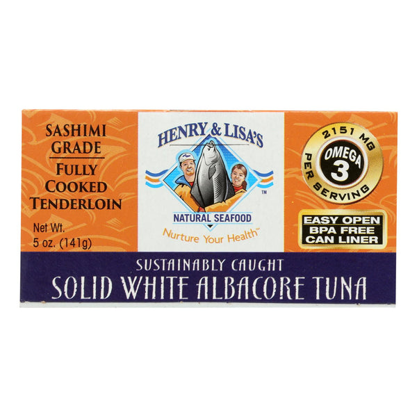 Henry and Lisa's Natural Seafood Solid White Albacore Tuna - Case of 12 - 5 Ounce.
