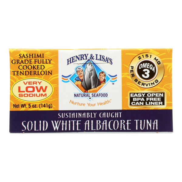 Henry and Lisa Natural Seafood Tuna - Solid White Albacore - No Salt Added - 5 Ounce - case of 12