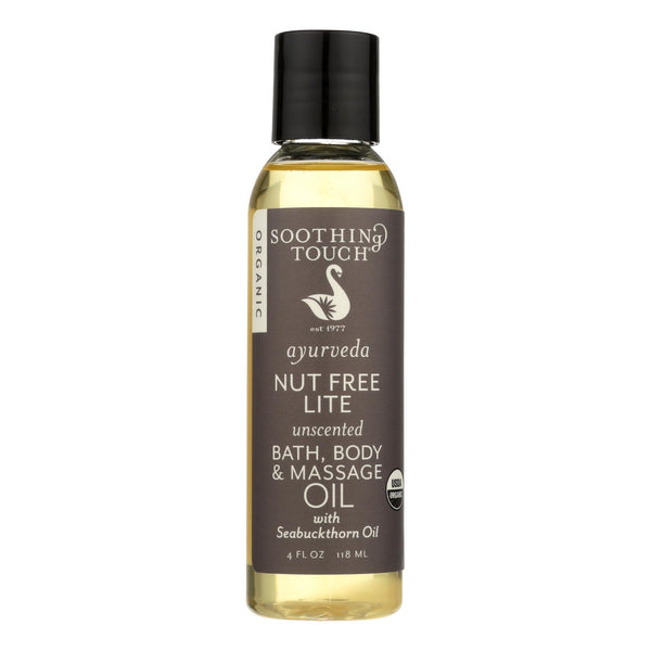 Soothing Touch Bath Body and Massage Oil - Organic - Ayurveda - Nut Free Lite - Unscented - 4 Ounce