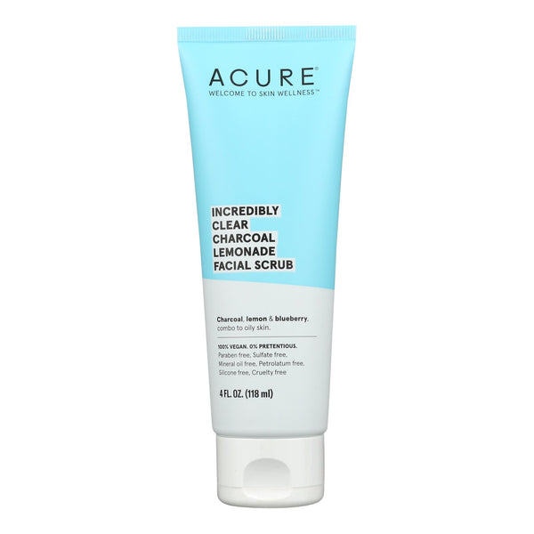 Acure - Charcoal Lemonade Facial Scrub - Incredibly Clear - 4 fl Ounce.