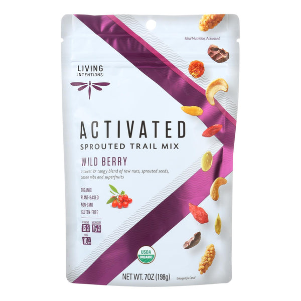 Living Intentions Organic Sprouted Trail Mix - Wild Berry - Case of 6 - 7 Ounce.