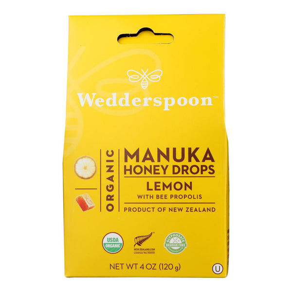 Wedderspoon Drops - Organic - Manuka - 15+ - Lemon - 4 Ounce