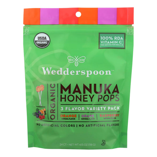 Wedderspoon Organic Makuna Honey Pops  - Case of 6 - 4.15 Ounce