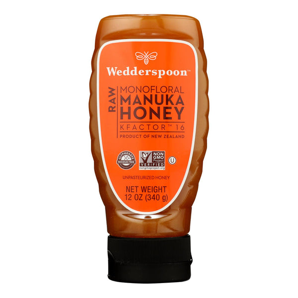 Wedderspoon - Manuka Honey Raw Squeeze Bottle - Case of 6 - 12 Ounce