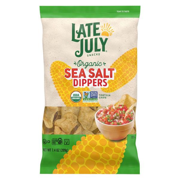 Late July Snacks - Tortilla Chips Dipper Sea Salt - Case of 9 - 7.4 Ounce