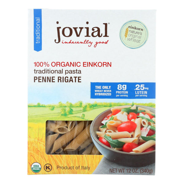 Jovial - Einkorn Penne Rigate - Whole Grain - Case of 12 - 12 Ounce.