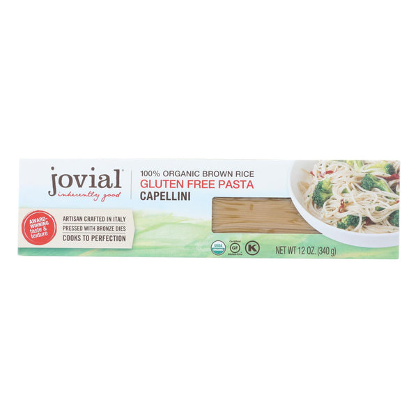 Jovial - Gluten Free Brown Rice Pasta - Capellini - Case of 12 - 12 Ounce.