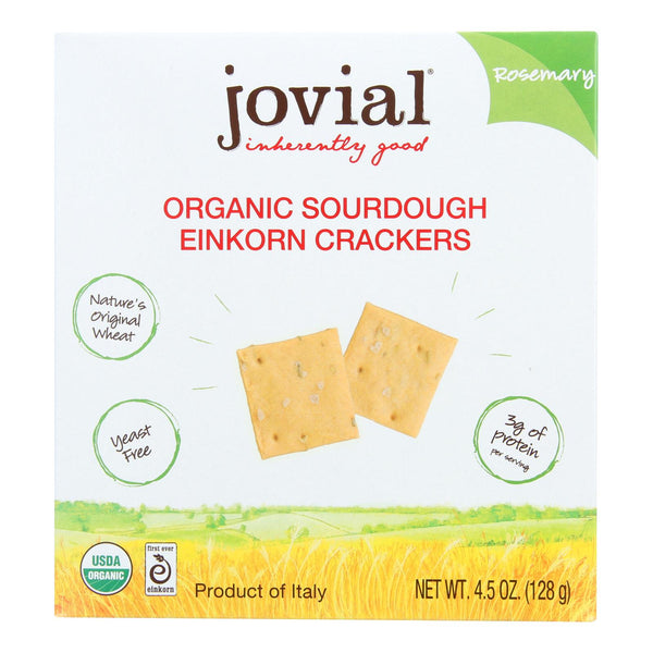 Jovial - Sourdough Einkorn Crackers - Rosemary - Case of 10 - 4.5 Ounce.