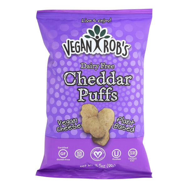 Vegan Rob's Dairy Free Puffs - Cheddar - Case of 12 - 3.5 Ounce