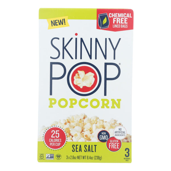 Skinnypop Popcorn - Popcorn Micro Sea Salt 3pk - Case of 12 - 3/2.8 Ounce