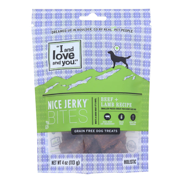 I And Love And You Nice Beef + Lamb Jerky Bites Dog Treats - Case of 6 - 4 Ounce