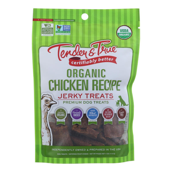 Tender & True Organic Chicken Jerky Dog Treats  - Case of 10 - 4 Ounce