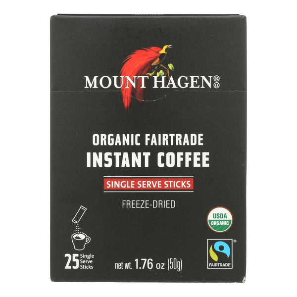 Mount Hagen - Organic Fairtrade Instant Coffee 25 Single Serve Sticks 25ct - Case of 8 - 1.76 Ounce