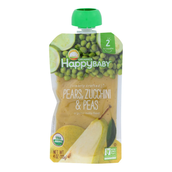 Happy Baby Happy Baby Clearly Crafted - Pears Zucchini and Peas - Case of 16 - 4 Ounce.