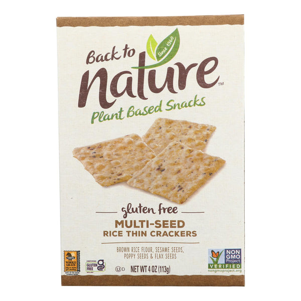 Back To Nature Multi Seed Rice Thin Crackers - Brown Rice Sesame Seeds Poppy Seeds and Flax Seed - Case of 12 - 4 Ounce.