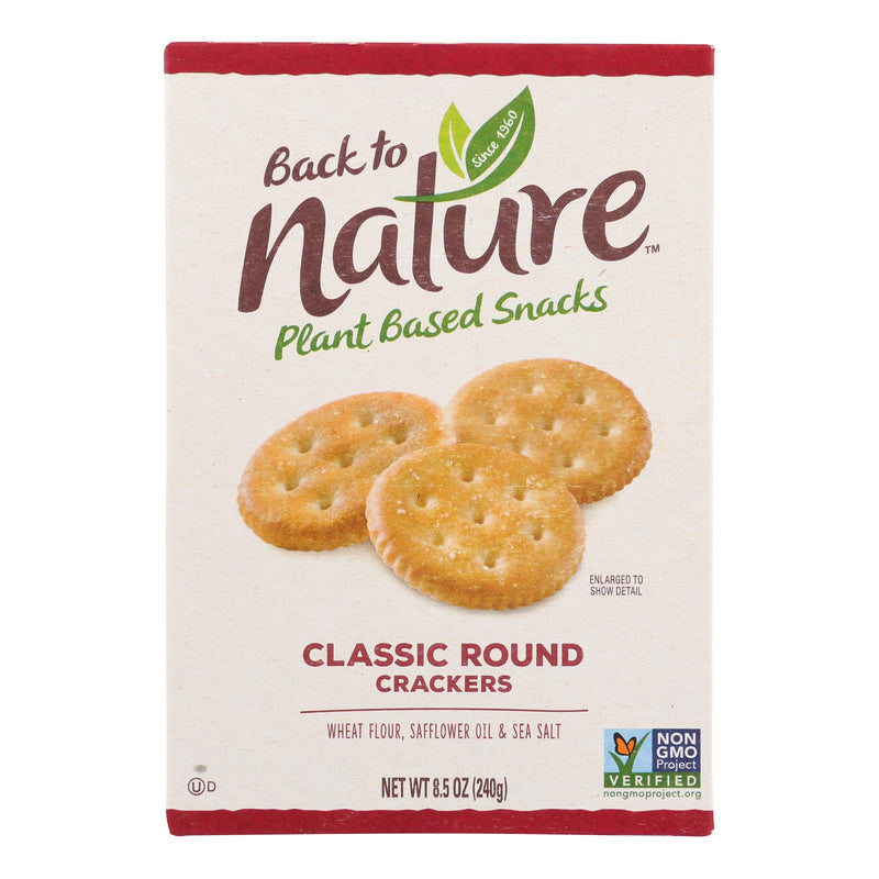 Back To Nature Classic Round Crackers - Safflower Oil and Sea Salt - Case of 6 - 8.5 Ounce.