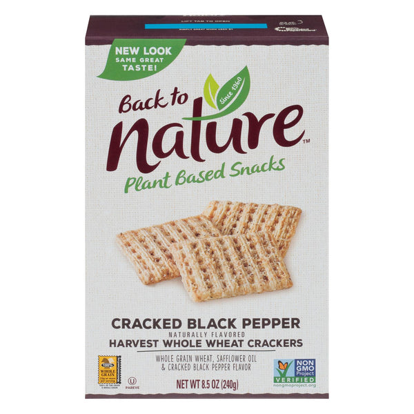 Back To Nature Crackers - Whole Wheat Black Pepper - Case of 12 - 8.5 Ounce