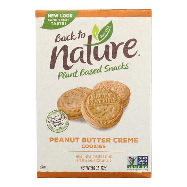Back To Nature Creme Cookies - Peanut Butter - Case of 6 - 9.6 Ounce.