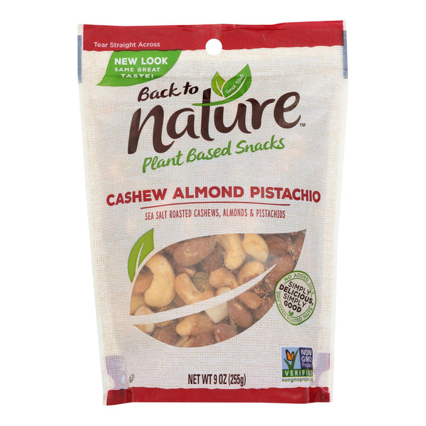 Back To Nature Cashew Almond Pistachio Mix - Case of 9 - 9 Ounce.
