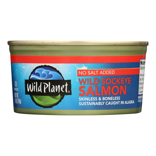 Wild Planet Wild Sockeye Salmon - No Salt Added - Case of 12 - 6 Ounce
